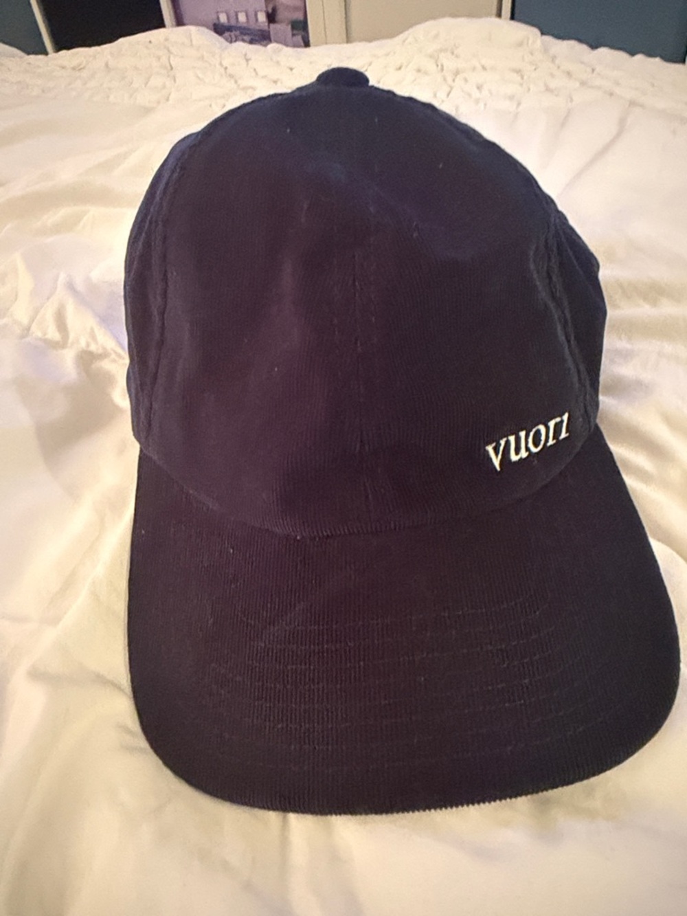 Vuori Navy Corduroy Cap with White Logo